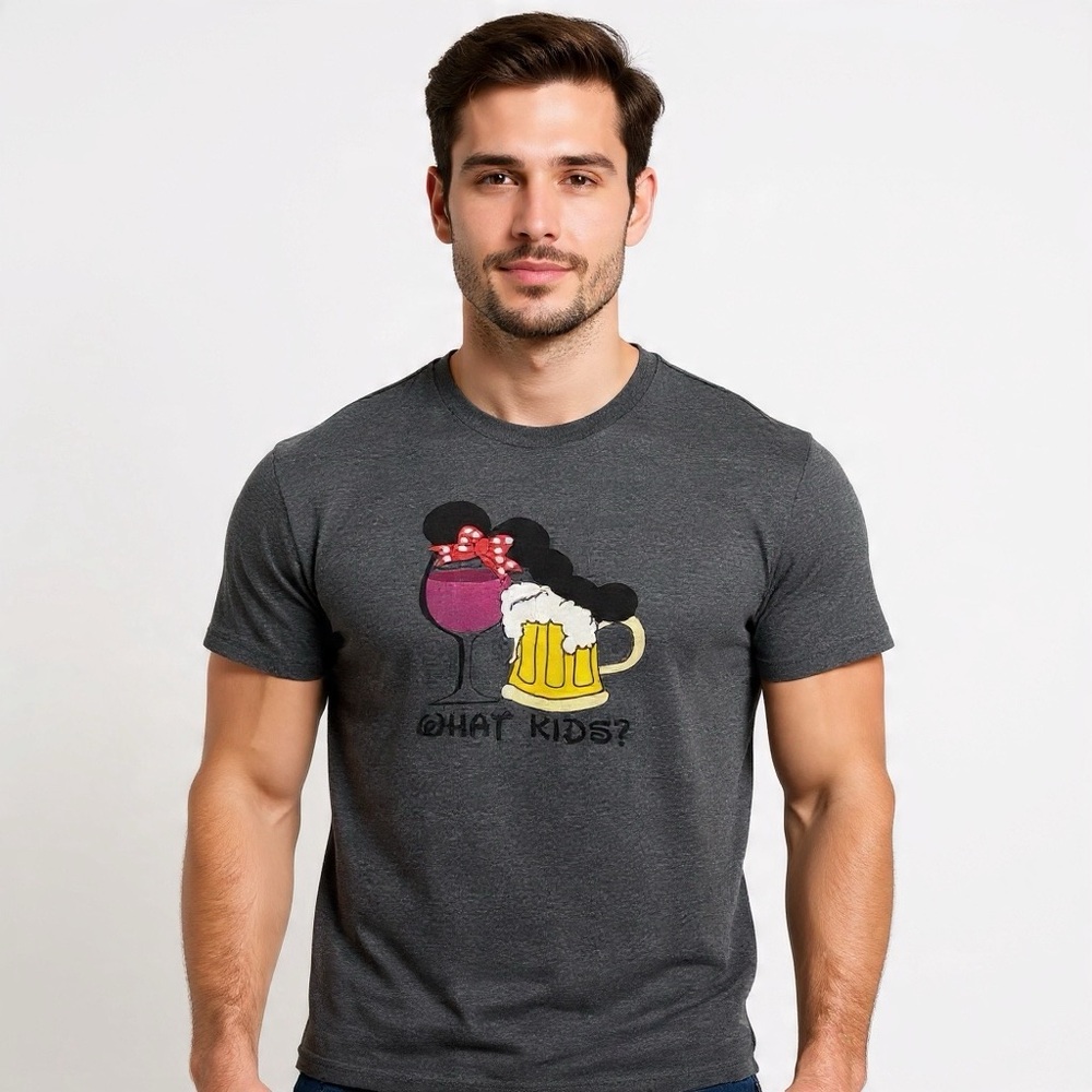 Disney Inspired “What Kids?” Funny Graphic Tee Gray Sz XL Nostalgia Shirt